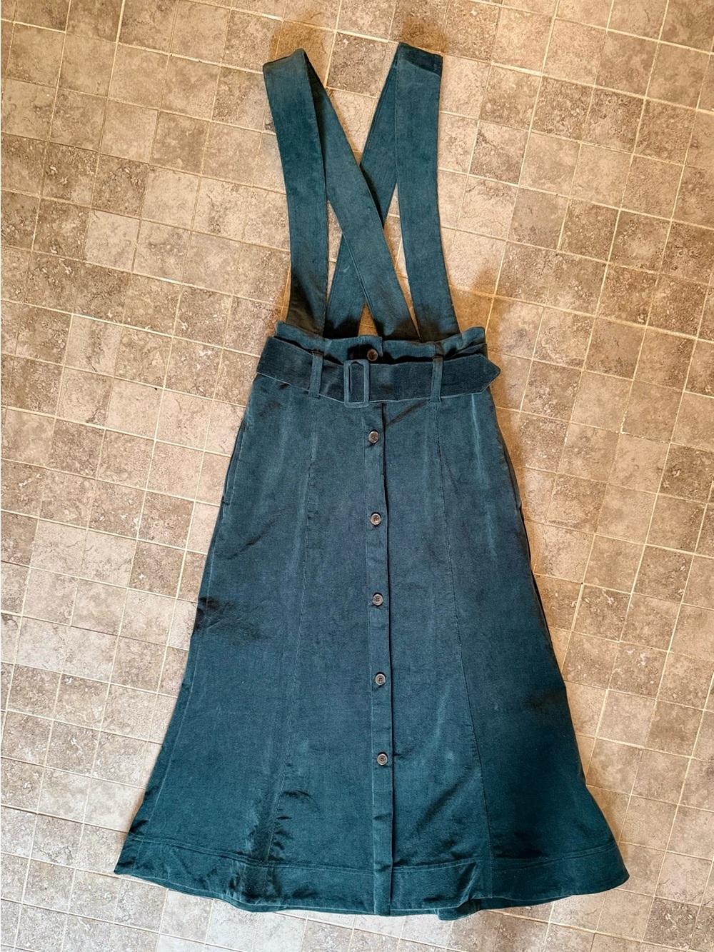 Maeve by Anthropologie - Green Button-Front Suspender Skirt - Picture 3 of 8